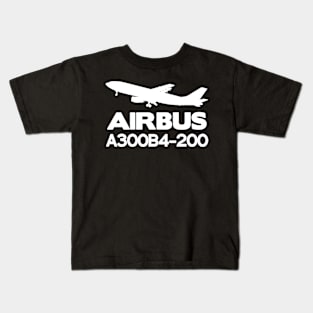 Airbus A300B4-200 Silhouette Print (White) Kids T-Shirt